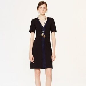 Tory Burch Black & Navy Wool Sallare Tunic Dress